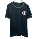 【中古】【古着】 Champion ロゴTシャツ M ブラック チャンピオン プルオーバー ワンポイント カットソー 古着卸 アメリカ仕入 a704-5827