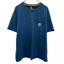 【中古】【古着】 Carhartt ロゴTシャツ L ブルー カーハート プルオーバー ラグラン 胸ポケット ワンポイント カットソー 古着卸 アメリカ仕入 a704-5828