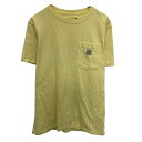 【中古】【古着】 Carhartt ロゴTシャツ S イエロー カーハート プルオーバー 胸ポケット ワンポイント ロゴ カットソー 古着卸 アメリカ仕入 a704-5829