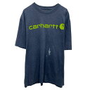 【中古】【古着】 Carhartt プリントTシャツ L ネイビー系 カーハート プルオーバー ビッグプリント カットソー 古着卸 アメリカ仕入 a704-5831