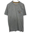 【中古】【古着】 Carhartt ロゴTシャツ M グレー カーハート プルオーバー 胸ポケット ワンポイント カットソー 古着卸 アメリカ仕入 a704-5832