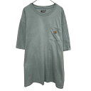 【中古】【古着】 Carhartt ロゴTシャツ 2XL ライトブルー カーハート プルオーバー ビッグサイズ ワンポイント 胸ポケット 古着卸 アメリカ仕入 a704-5837