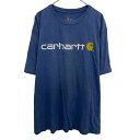【中古】【古着】 Carhartt プリントTシャツ XL ブルー カーハート プルオーバー ビッグサイズ カットソー 古着卸 アメリカ仕入 a704-5861