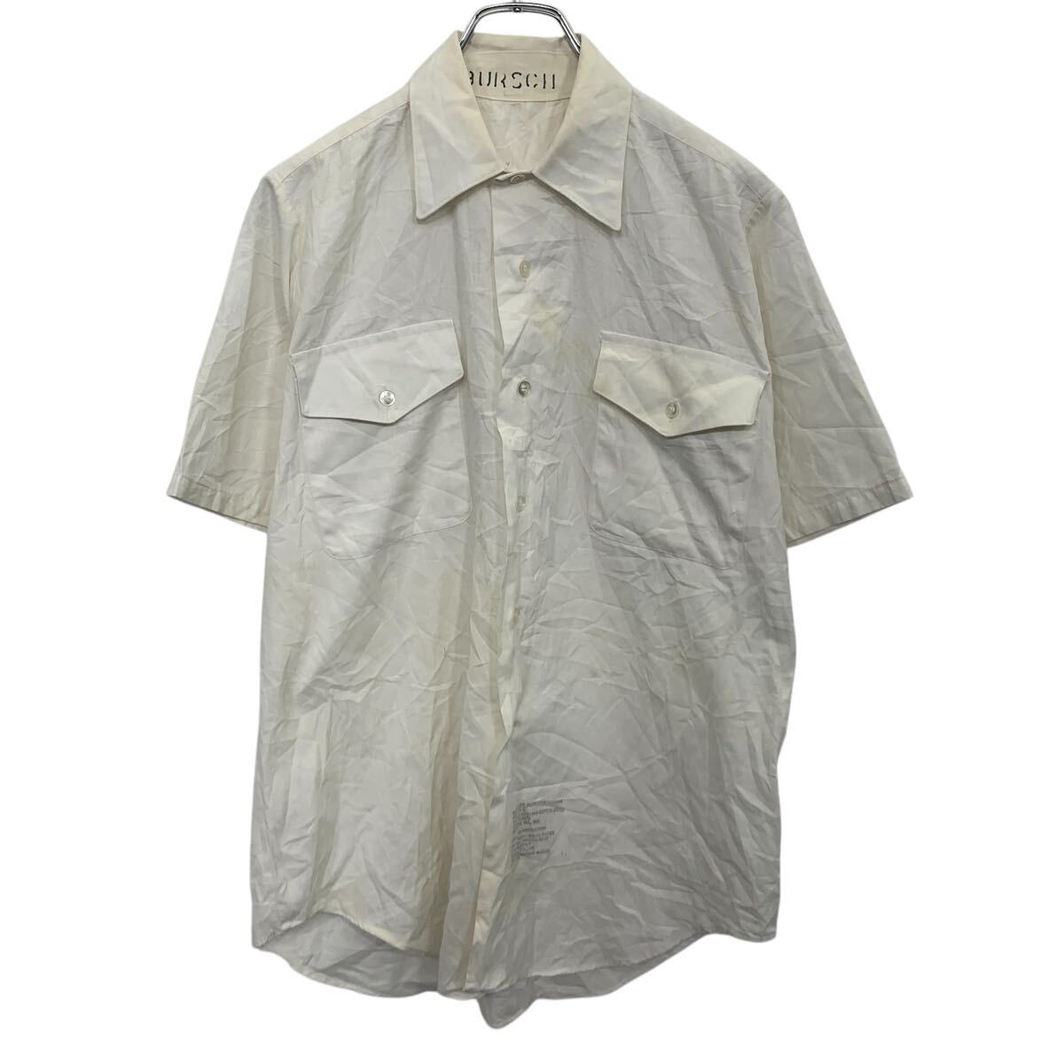 迷彩t恤 - 【中古】【古着】 半袖 ミリタリーシャツ M〜 ホワイト ボタン 胸ポケット ドレスシャツ シンプル 薄手 古着卸 アメリカ仕入 a704-5878