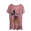【中古】【古着】 Disney 半袖 キャラクター プリントTシャツ レディース XL ライトピンク ディズニー ミッキー 古着卸 アメリカ仕入 a704-5905