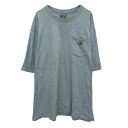 【中古】【古着】 Carhartt ロゴTシャツ 2XL ライトブルー カーハート プルオーバー ビッグサイズ 胸ポケット カットソー 古着卸 アメリカ仕入 a704-5914