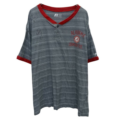 【中古】【古着】 RUSSEL プリントTシャツ 3XL グレー系 レッド ラッセル ハーフボタン ビッグサイズ ボーダー スポーティー 古着卸 アメリカ仕入 a704-5916 【中古】【古着】 RUSSEL プリントTシャツ 3XL グレー系 レッド ラッセル ハーフボタン ビッグサイズ ボーダー スポーティー 古着卸 アメリカ仕入 a704-5916