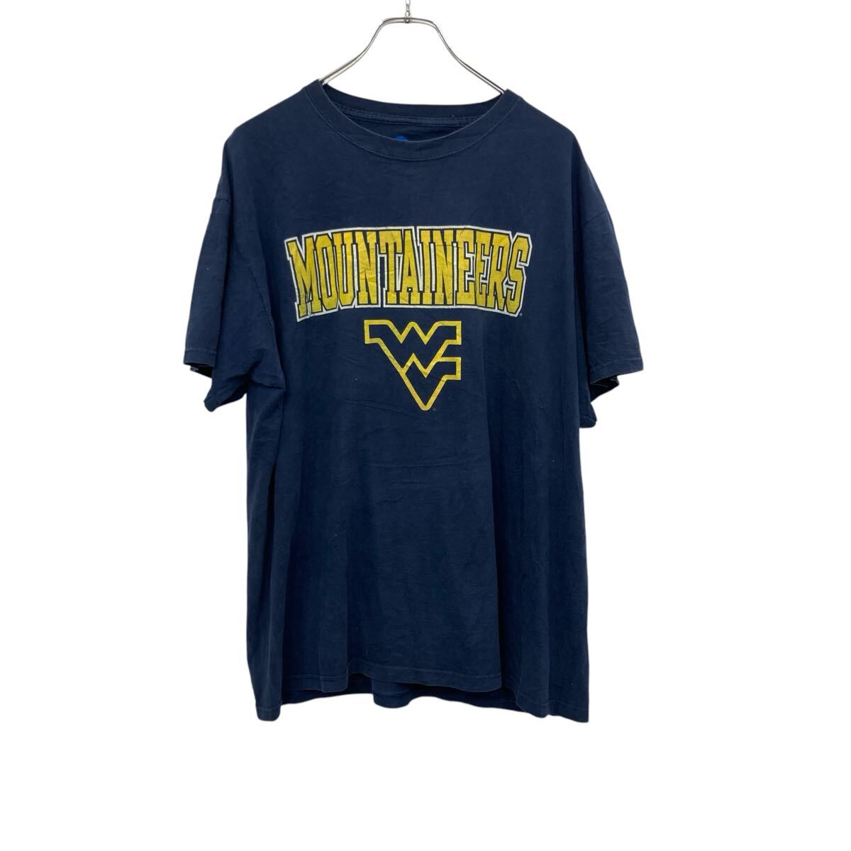 【中古】【古着】 NCAA 半袖 プリントTシャツ L ネイビー イエロー エヌシーエーエー プルオーバー スポーティー カットソー 古着卸 アメリカ仕入 a704-5965