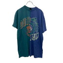 【中古】【古着】 半袖 プリントTシャツ L〜XL パープル グリーン プルオーバー カレッジロゴ 切り替え 古着卸 アメリカ仕入 a704-6065(4)