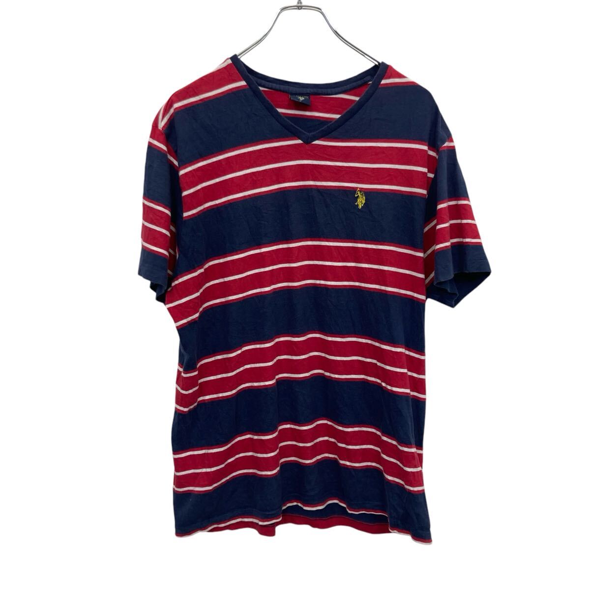 Rakuten - 【中古】【古着】 US POLO ASSN 半袖 ロゴTシャツ L ネイビー レッド イエロー ユーエスポロアッスン プルオーバー ボーダー 古着卸 アメリカ仕入 a704-6067