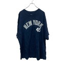 【中古】【古着】 MLB 半袖 プリントTシャツ 3XL ネイビー エムエルビー プルオーバー ビッグサイズ カットソー 背番号 野球 古着卸 アメリカ仕入 a704-6092