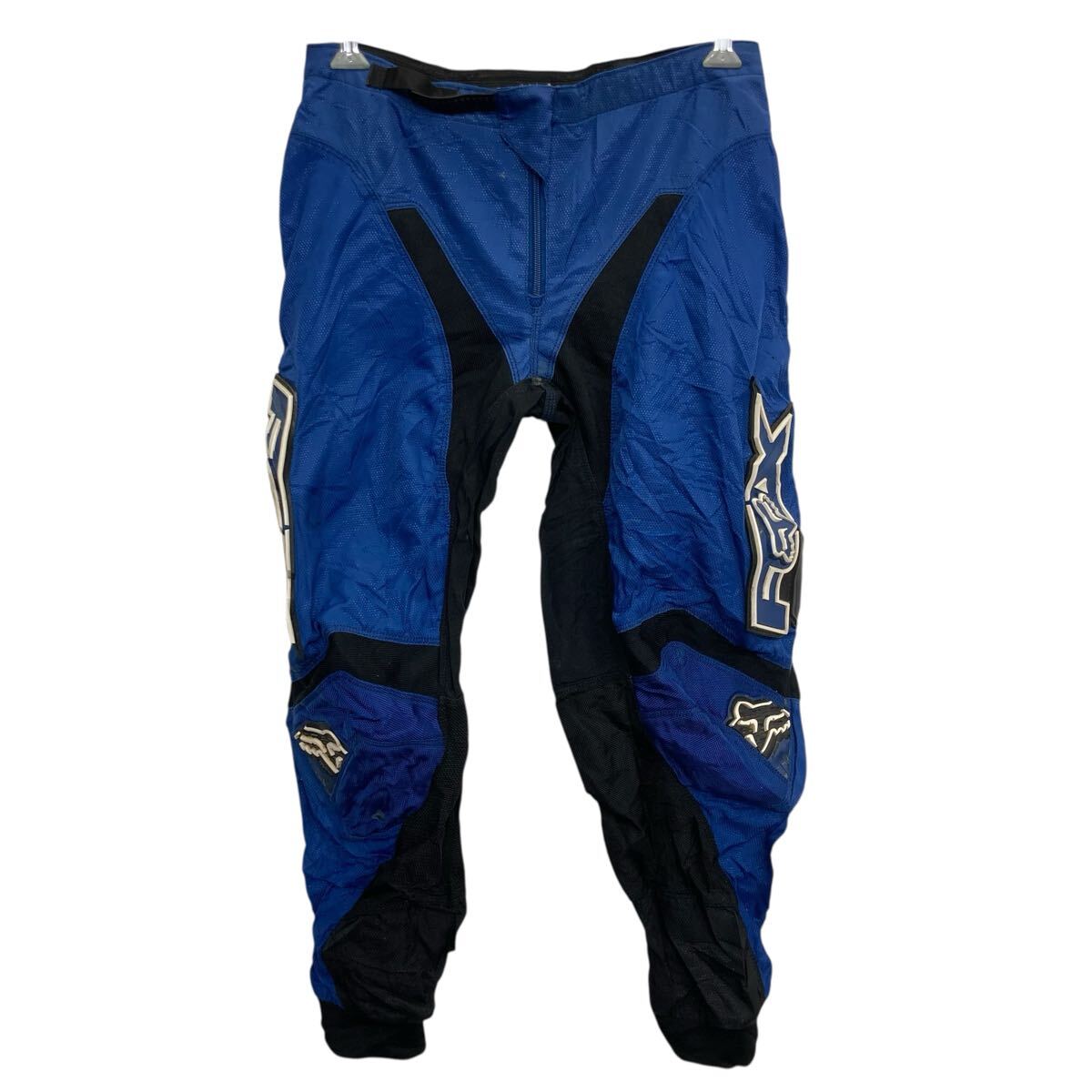 【中古】【古着】 モトクロスパンツ キッズ 150〜 ブルー ブラック イージーパンツ レーシングパンツ ..