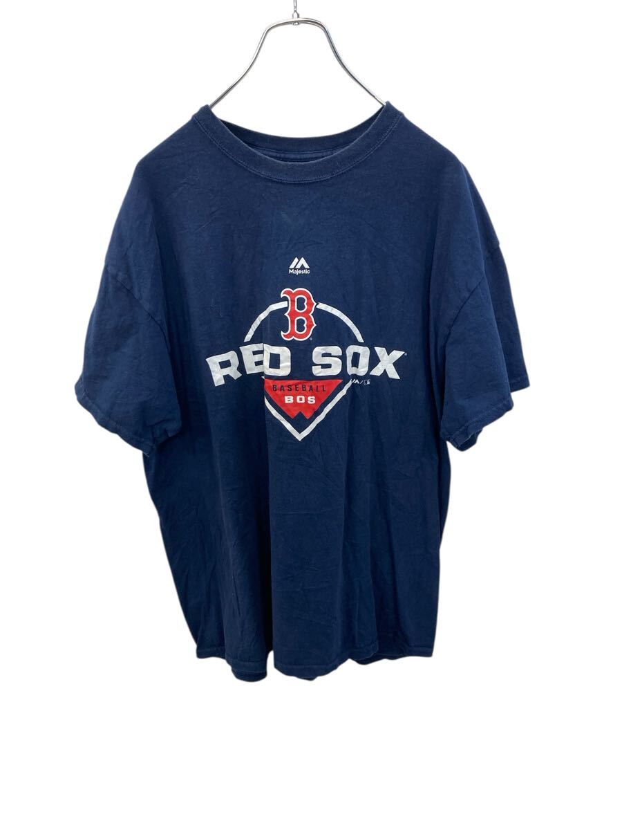 【中古】【古着】 Majestic 半袖 プリント Tシャツ XL ネイビー スポーツロゴ マジェスティック 古着卸 アメリカ仕入 a705-5073