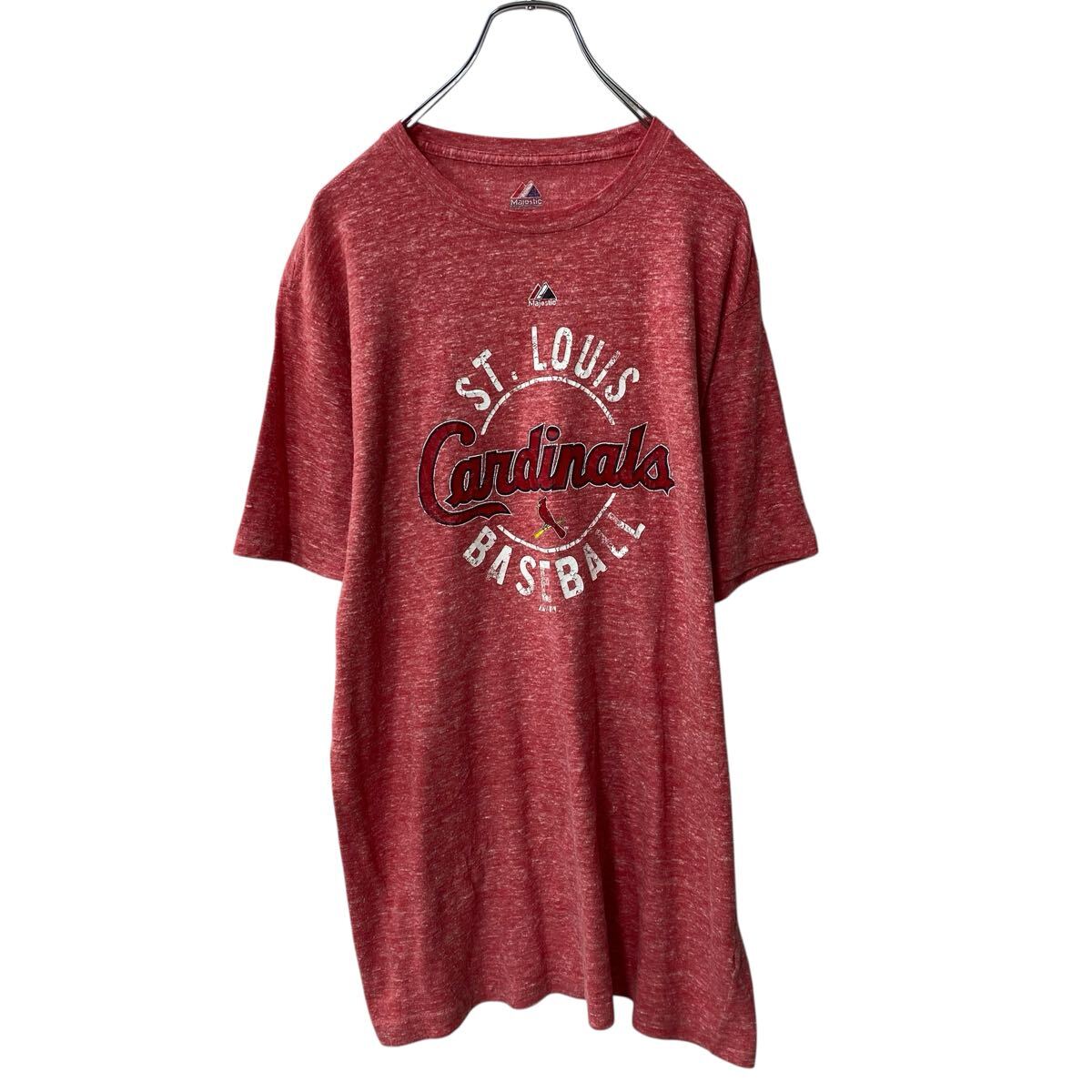 【中古】【古着】 Majestic 半袖 プリントTシャツ L 杢レッド マジェスティック カージナルス 野球 古着卸 アメリカ仕入 a705-5131