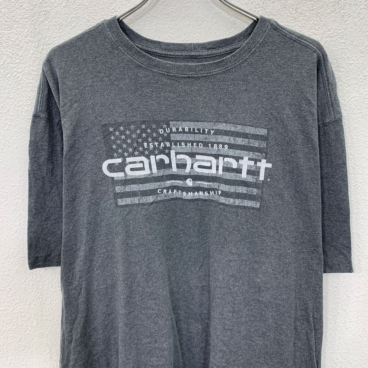 【中古】【古着】 Carhartt 半袖 ロゴTシャツ 2XL ダークグレー系 カーハート プルオーバー ビッグサイズ カットソー 古着卸 アメリカ仕入 a705-5189