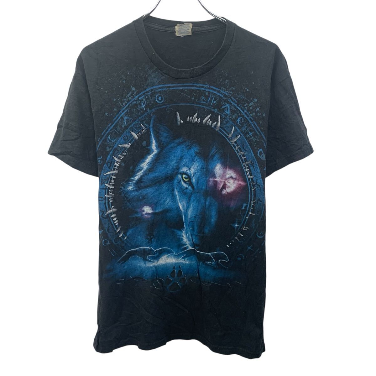 【中古】【古着】 DELTA 半袖 プリントTシャツ L ブラック デルタ プルオーバー アニマル アニマルTシャツ カットソー 古着卸 アメリカ仕入 a705-5269