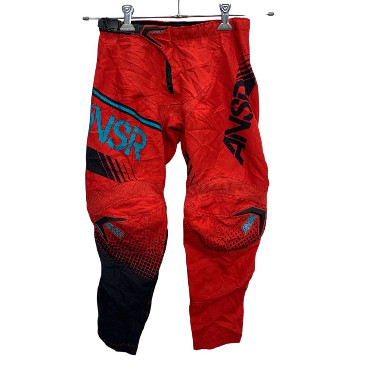 【中古】【古着】 モトクロスパンツ キッズ 140〜 レッド ジップアップ レーシングパンツ スポーティー..