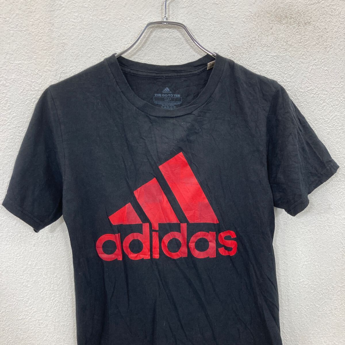 【中古】【古着】 adidas 半袖 プリントTシャツ M ブラック プルオーバー ビッグロゴ スポーティー アディダス 古着卸 アメリカ仕入 a705-5390
