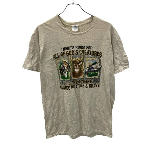 【中古】【古着】 GILDAN 半袖 プリントTシャツ L ベージュ プルオーバー アニマルプリント ギルダン 古着卸 アメリカ仕入 a705-5392 【中古】【古着】 GILDAN 半袖 プリントTシャツ L ベージュ プルオーバー アニマルプリント ギルダン 古着卸 アメリカ仕入 a705-5392