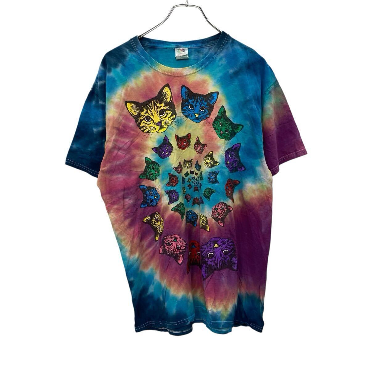 【中古】【古着】 FRUIT OF THE LOOM プリントTシャツ サイズL タイダイ アニマル フルーツオブザルーム プルオーバー 古着卸 アメリカ仕入 a705-5397