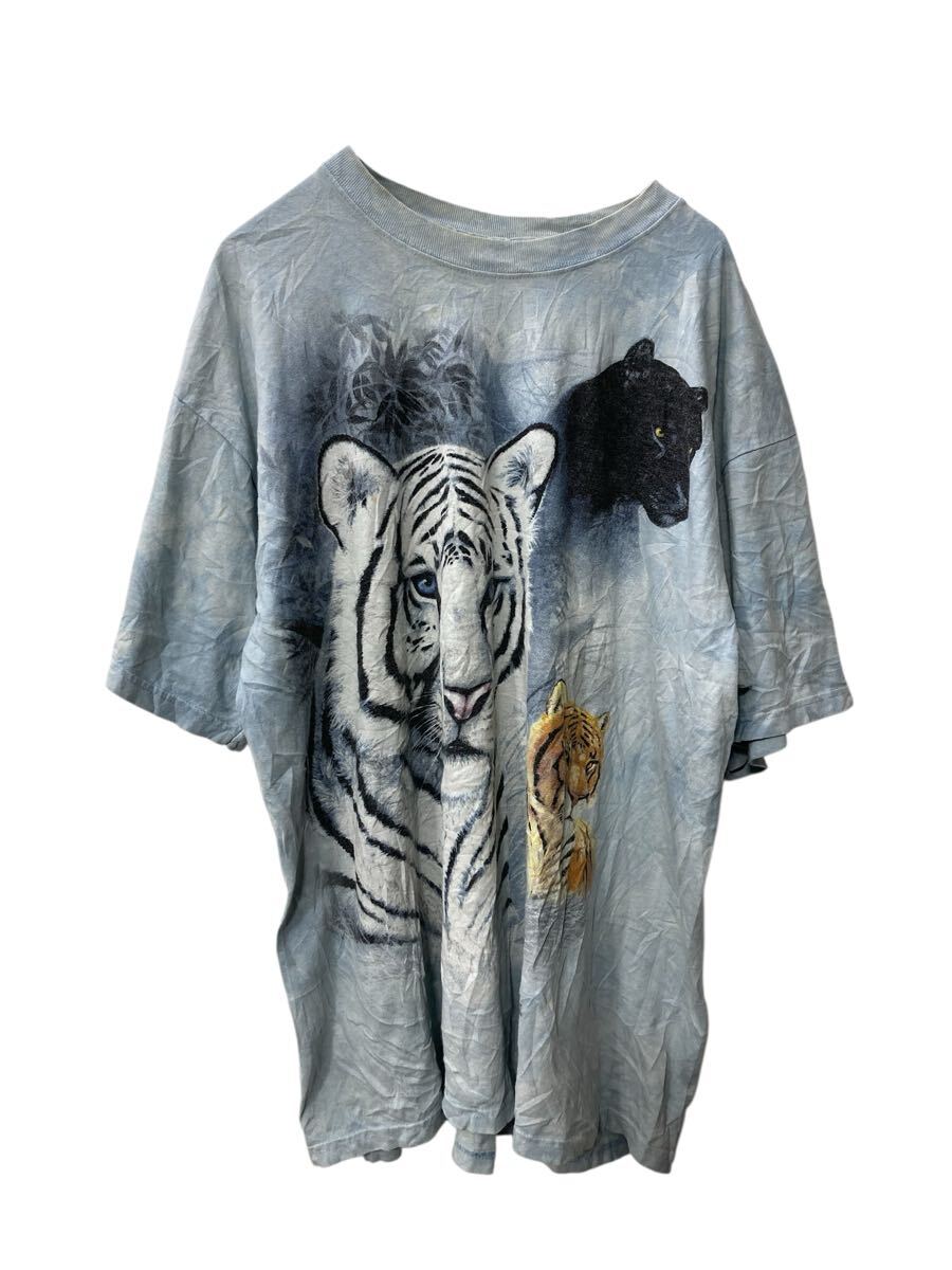 【中古】【古着】 THE MOUNTAIN 半袖 プリントTシャツ L ブルー ホワイト ザマウンテン プルオーバー アニマル 古着卸 アメリカ仕入 a705-5436