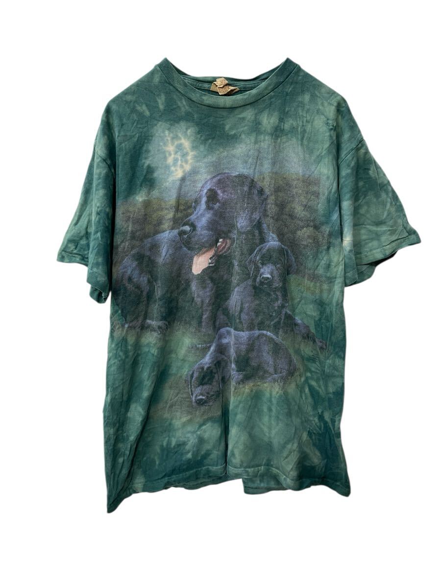  THE MOUTAIN 半袖 プリントTシャツ M グリーン タイダイ ザマウンテン プルオーバー アニマル 古着卸 アメリカ仕入 a705-5437