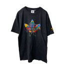 【中古】【古着】 adidas 半袖 プリントTシャツ L〜 ブラック 鯉 アディダス 古着卸 アメリカ仕入 a705-5573(4)