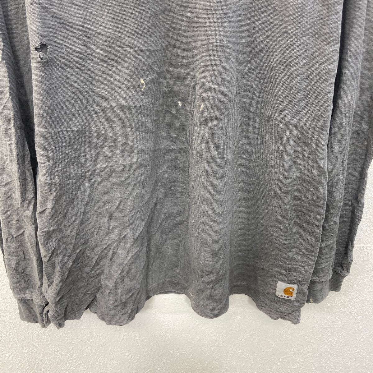 【中古】【古着】 carhartt 長袖 ロゴTシャツ M グレー プリント サーマル ストリート カーハート 古着卸 アメリカ仕入 a705-5599