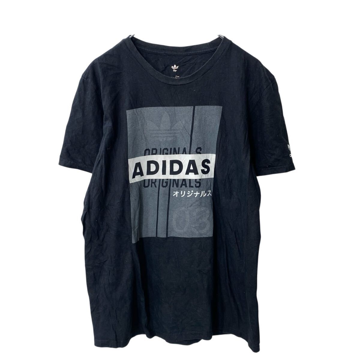 【中古】【古着】 adidas 半袖 プリントTシャツ L〜 ブラック アディダス バックプリント 古着卸 アメリカ仕入 a705-5701