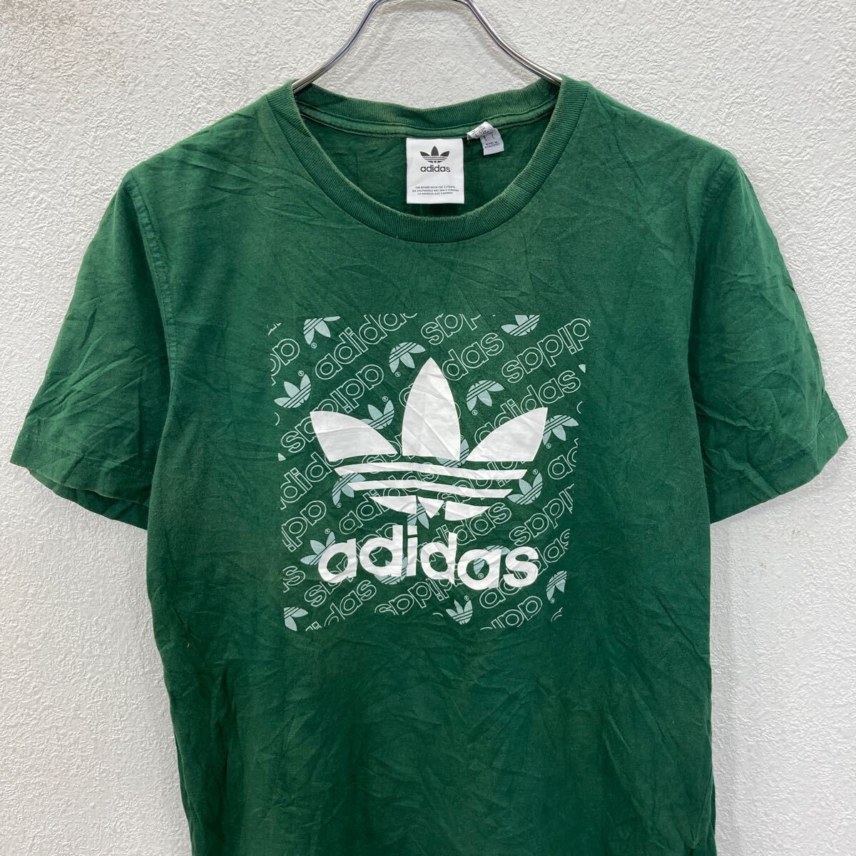 【中古】【古着】 adidas 半袖プリントTシャツ M グリーン アディダス プルオーバー ビッグロゴ スポーティー 古着卸 アメリカ仕入 a705-5882