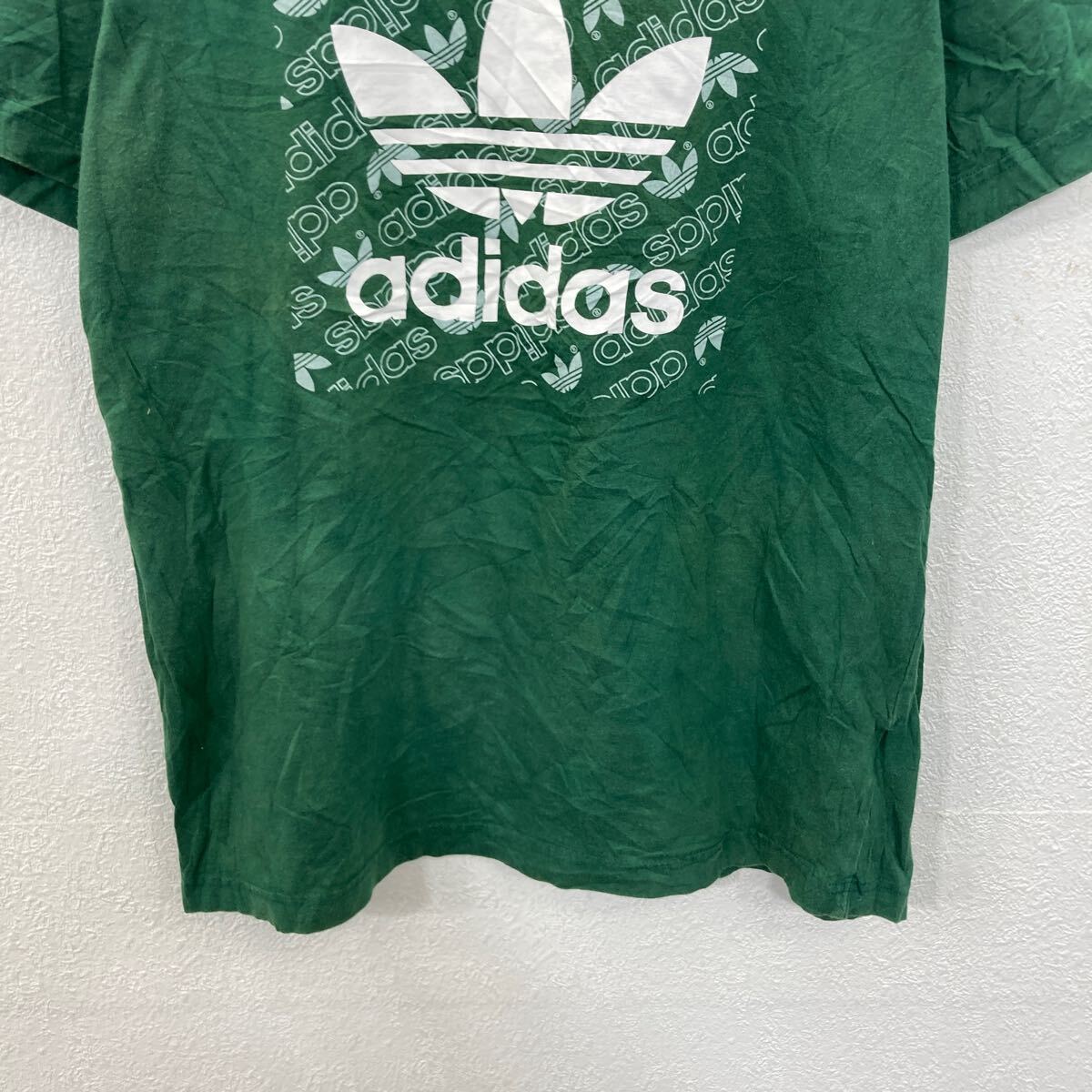 【中古】【古着】 adidas 半袖プリントTシャツ M グリーン アディダス プルオーバー ビッグロゴ スポーティー 古着卸 アメリカ仕入 a705-5882