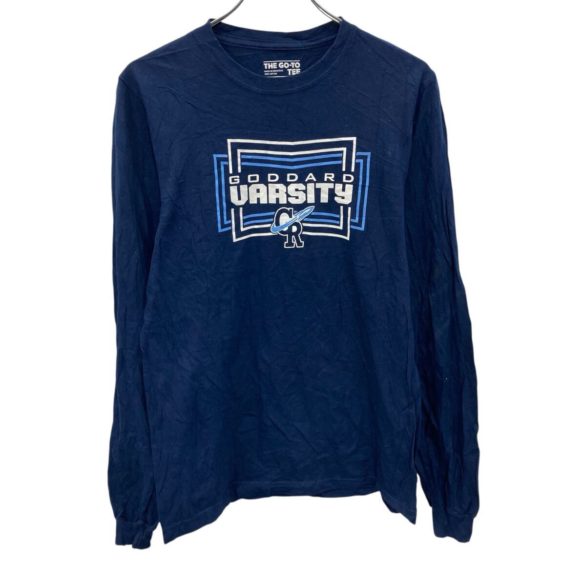 【中古】【古着】 adidas 長袖プリントTシャツ M ネイビー アディダス プルオーバー ビッグプリント スポーティー 古着卸 アメリカ仕入 a705-5936