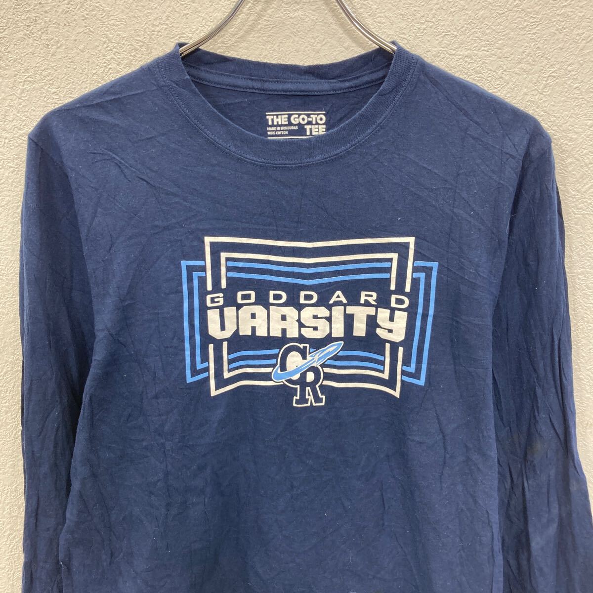 古着屋DENの【中古】【古着】 adidas 長袖プリントTシャツ M ネイビー アディダス プルオーバー ビッグプリント スポーティー 古着卸 アメリカ仕入 a705-5936｜アングル2