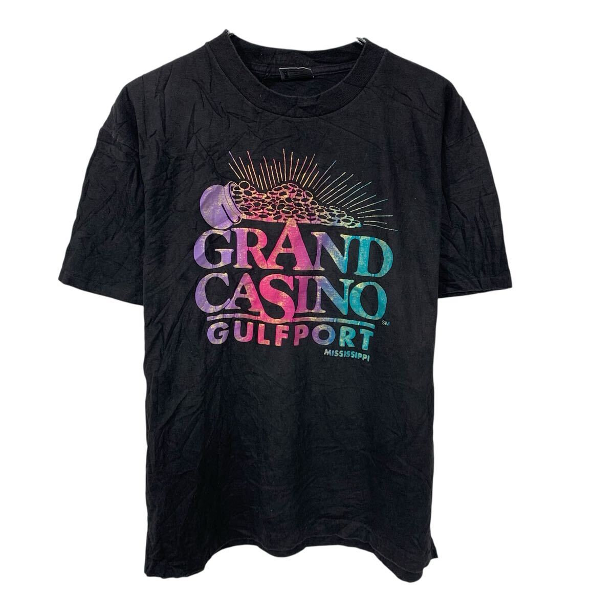 【中古】【古着】 ONEITA 半袖 プリントTシャツ L ブラック オニータ プルオーバー アメリカ製 90's 90年代 カットソー 古着卸 アメリカ仕入 a705-5945