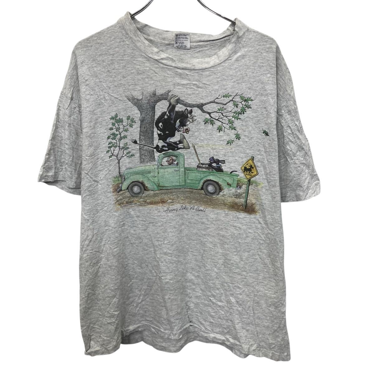 【中古】【古着】 anvil 半袖 プリントTシャツ XL グレー アンビル プルオーバー ビッグサイズ アメリカ製 90's カットソー 古着卸 アメリカ仕入 a705-6033
