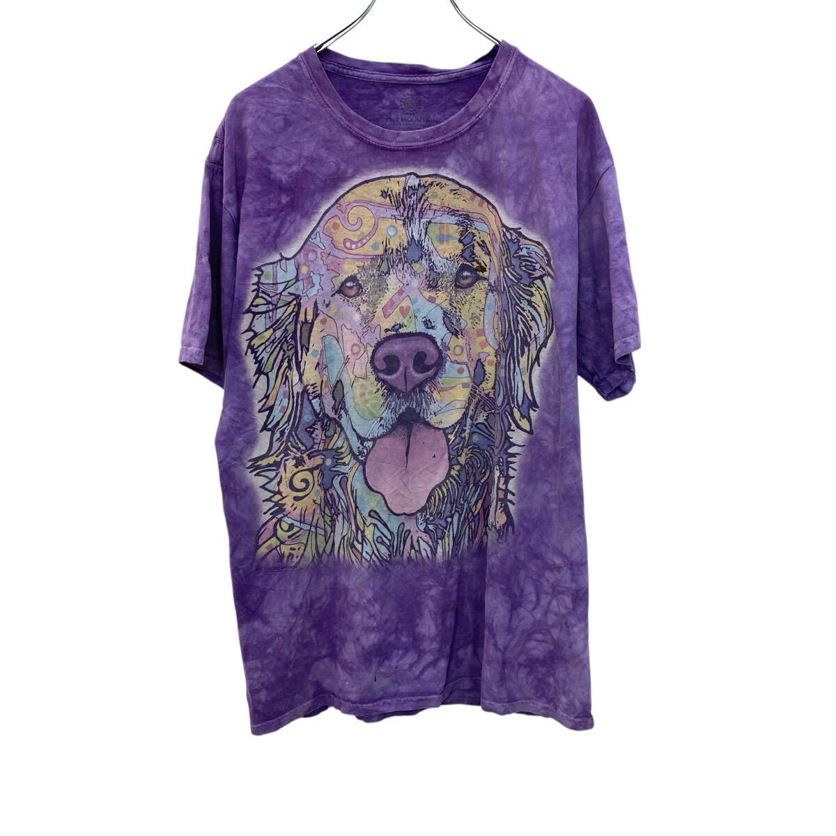 【中古】【古着】 THE MOUNTAIN 半袖 プリントTシャツ L パープル ザマウンテン タイダイ ゴールデンレトリバー 古着卸 アメリカ仕入 a705-6099
