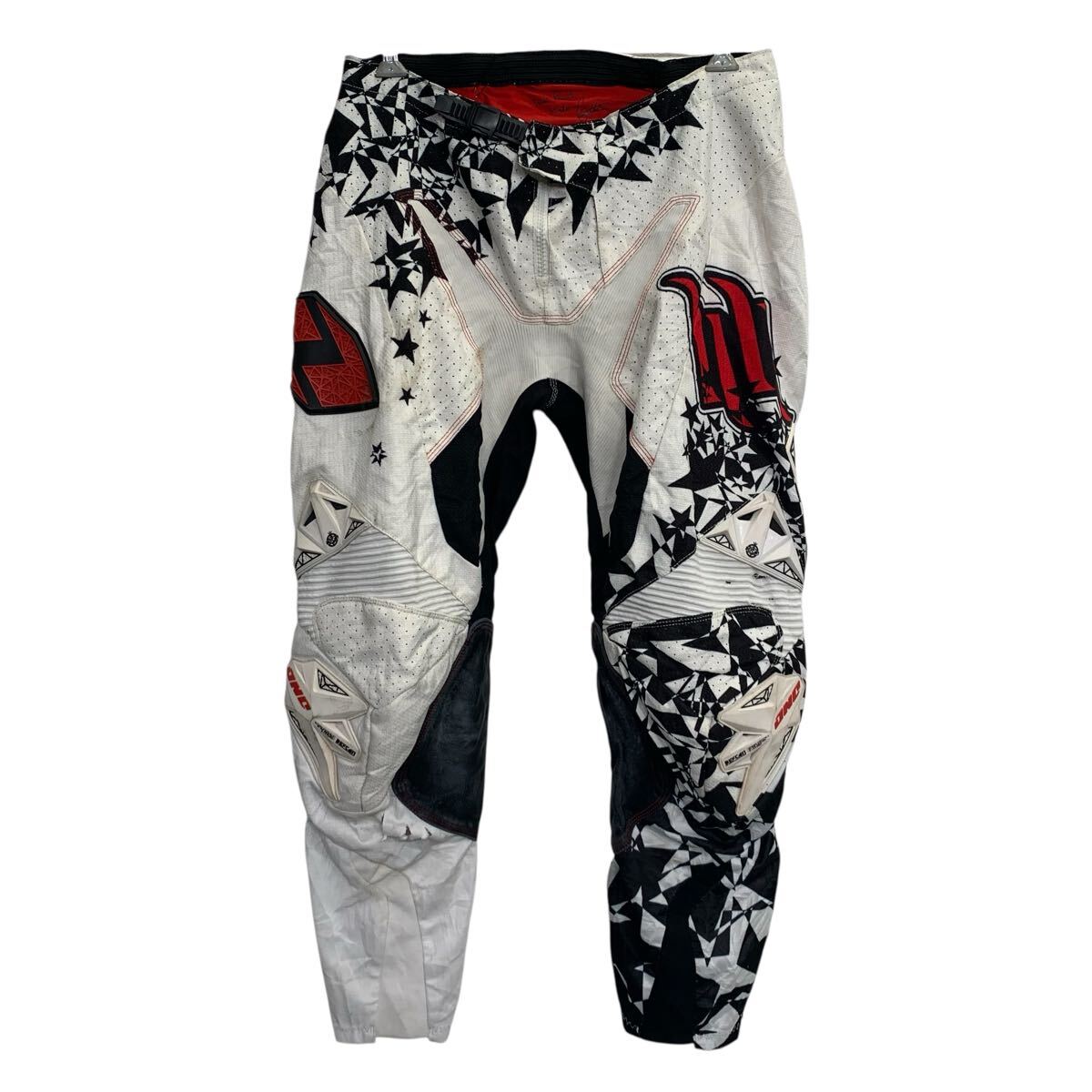 【中古】【古着】 JNC モトクロスパンツ W36 ホワイト ブラック レッド ジップアップ レーシングパンツ 古着卸 アメリカ仕入 2505-694