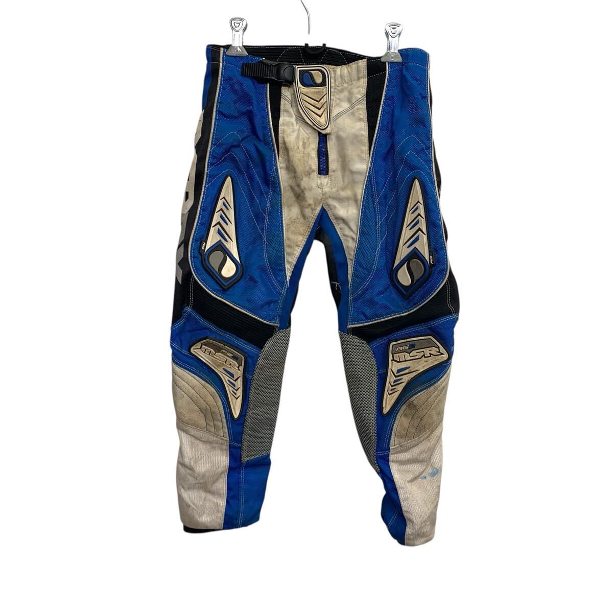 【中古】【古着】 モトクロスパンツ 26 ブルー ホワイト ジップアップ レーシングパンツ ジュニア 古着..