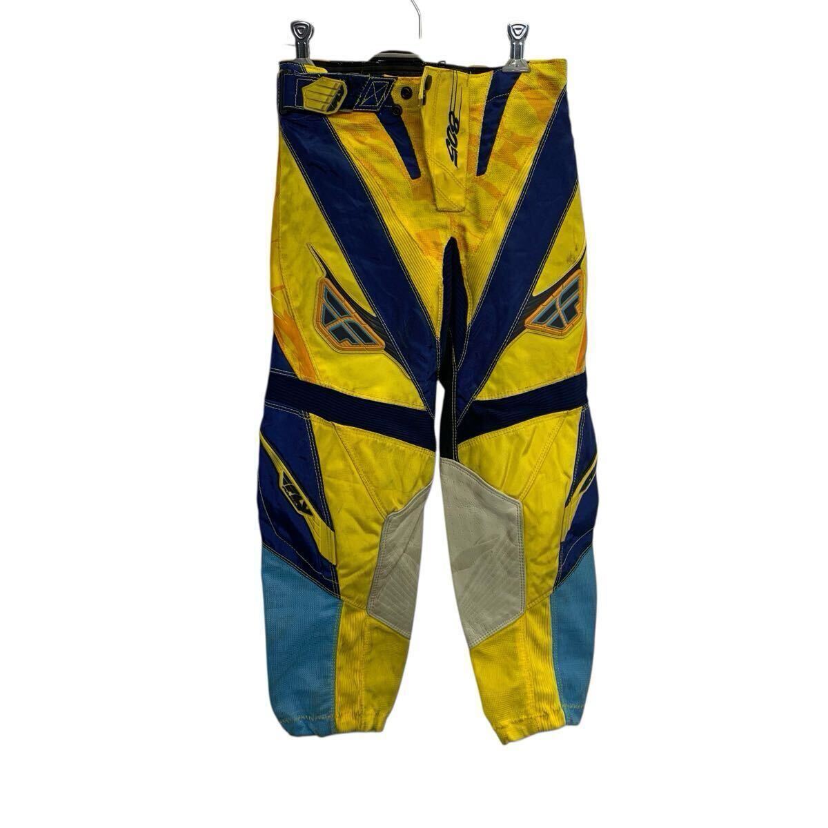【中古】【古着】 FLY モトクロスパンツ 24 イエロー ブルー フライ ジップアップ レーシングパンツ ジ..