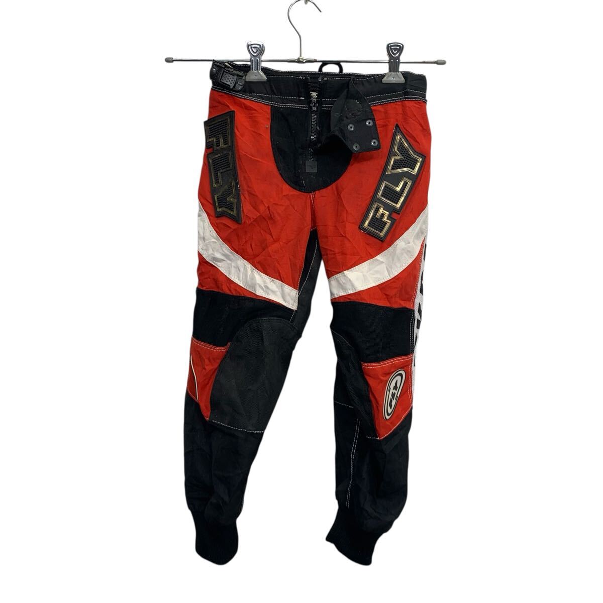 【中古】【古着】 FLY モトクロスパンツ 22 ブラック レッド フライ ジップアップ レーシングウェア 古..