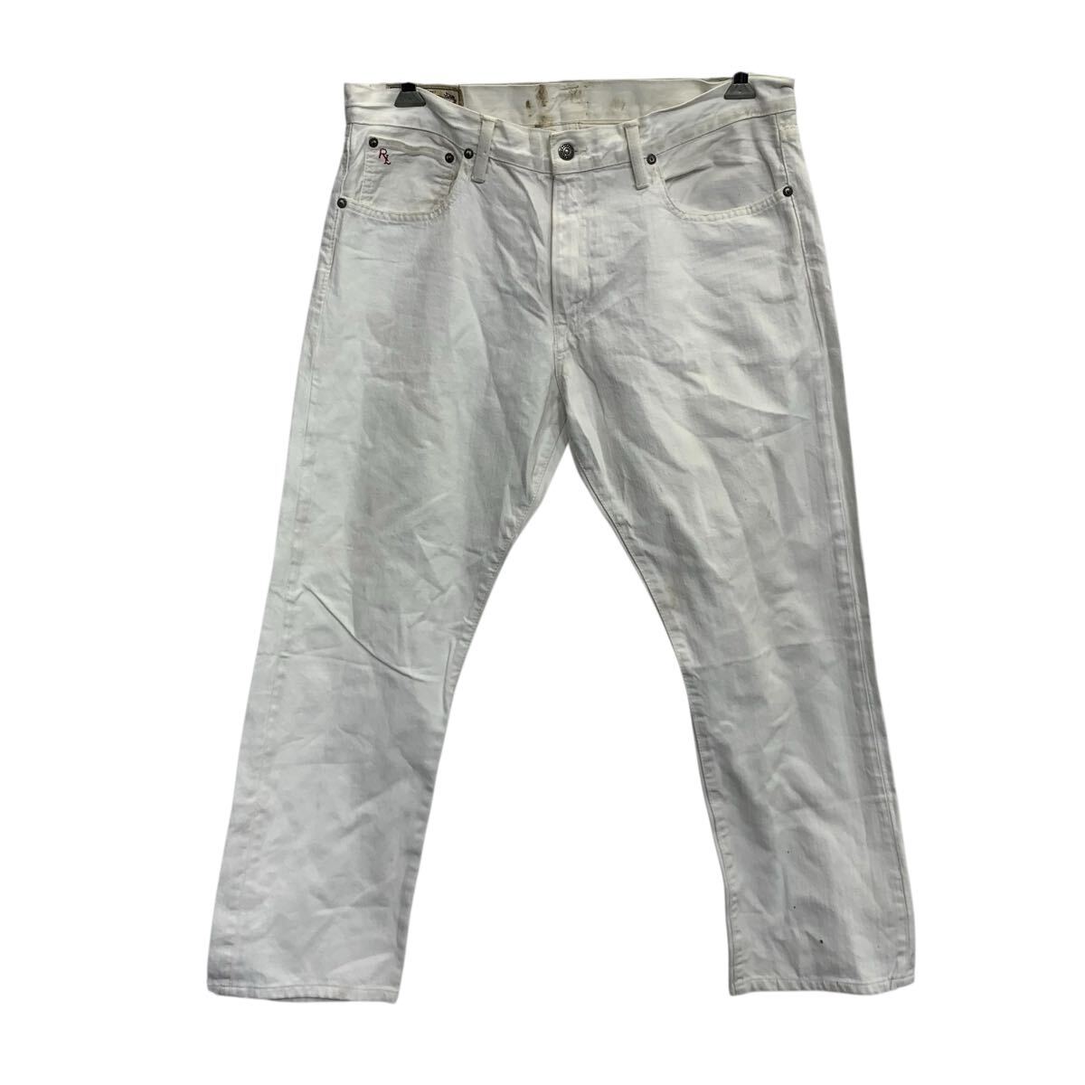 【中古】【古着】 POLO RALPH LAUREN デニムパンツ 35 ホワイト ジップアップ ポロラルフローレン ジーンズ 古着卸 アメリカ仕入 2505-728
