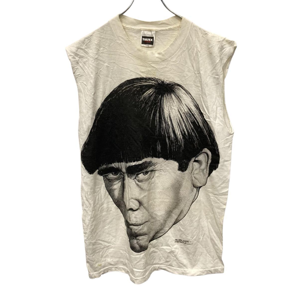 【中古】【古着】 TULTEX 半袖 プリントTシャツ L ホワイト タルテックス プルオーバー 93's 90年代 モー・ハワード 古着卸 アメリカ仕入 a705-6217