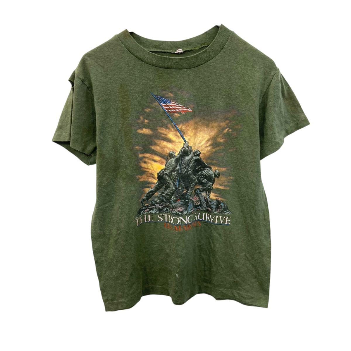  lexington 半袖 プリントTシャツ M カーキ レキシントン 80s USA製 シングルステッチ 古着卸 アメリカ仕入 a705-6255