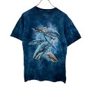 【中古】【古着】 THE MOUNTAIN 半袖 鮫 プリントTシャツ レディースS ブルー タイダイ ザマウンテン アニマル 古着卸 アメリカ仕入 a705-6357