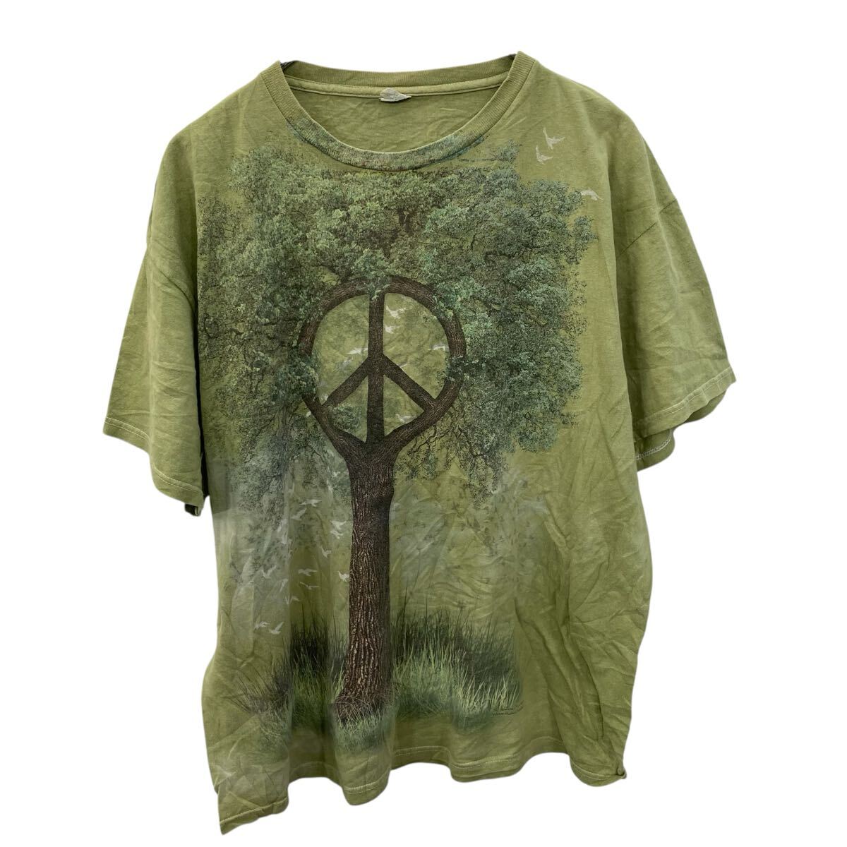 【中古】【古着】 DELTA 半袖プリントTシャツ M グリーン デルタ プルオーバー ビッグプリント ネイチャー 古着卸 アメリカ仕入 a705-6418