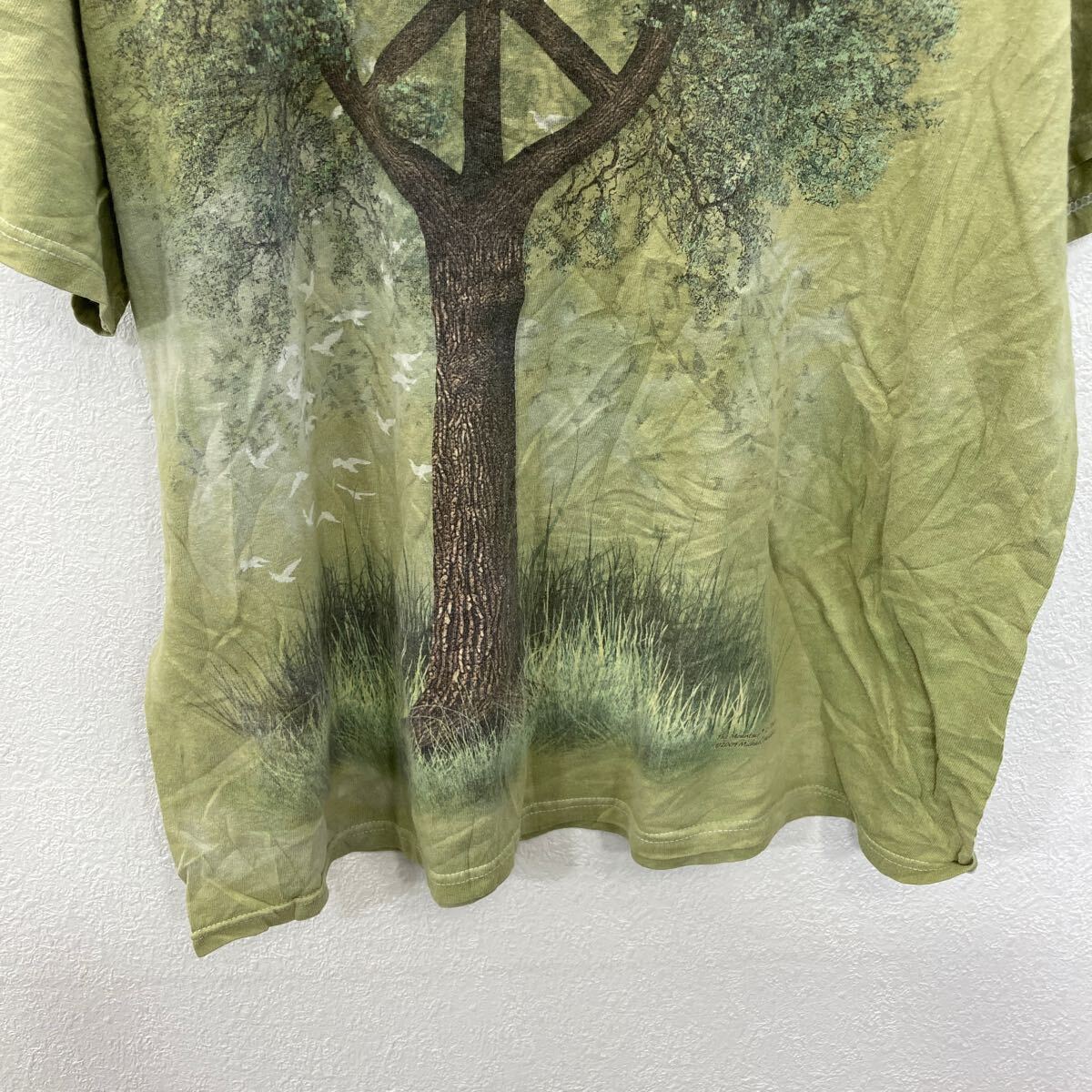 【中古】【古着】 DELTA 半袖プリントTシャツ M グリーン デルタ プルオーバー ビッグプリント ネイチャー 古着卸 アメリカ仕入 a705-6418