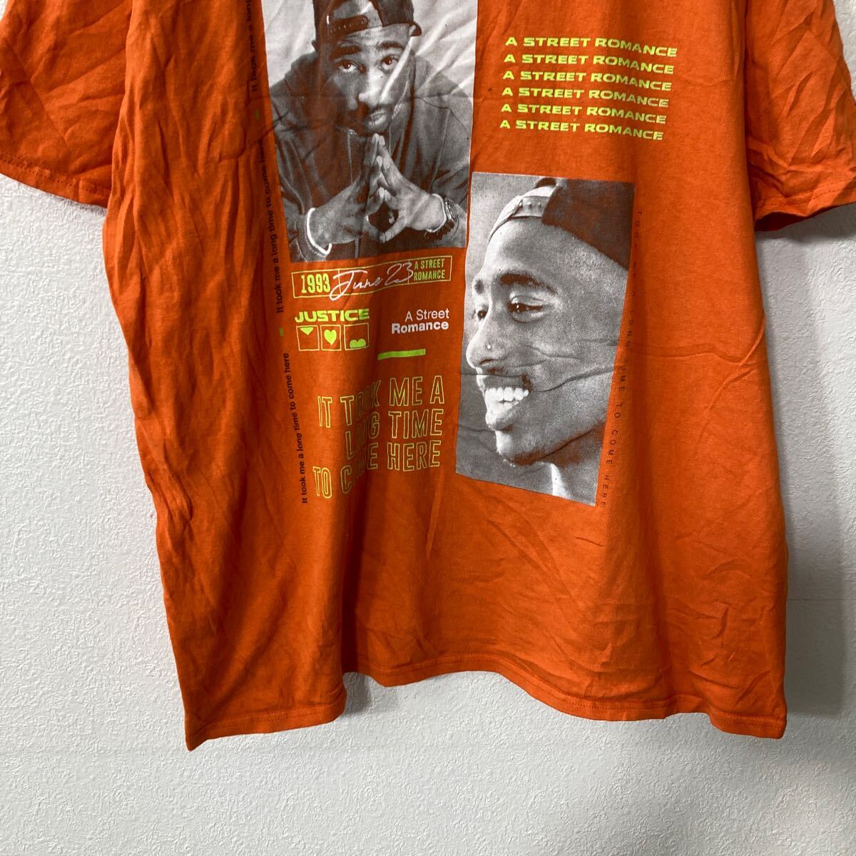 【中古】【古着】 半袖 プリントTシャツ L オレンジ プルオーバー ポエティックジャスティス ムービーT 2PAC 古着卸 アメリカ仕入 a705-6469