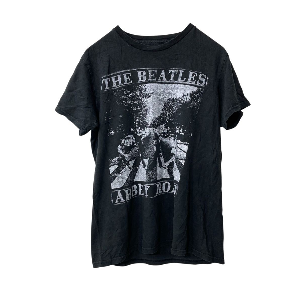 【中古】【古着】 THE BEATLES 半袖 プリントTシャツ M ブラック ホワイト ザビートルズ プルオーバー バンドT 古着卸 アメリカ仕入 a705-6532