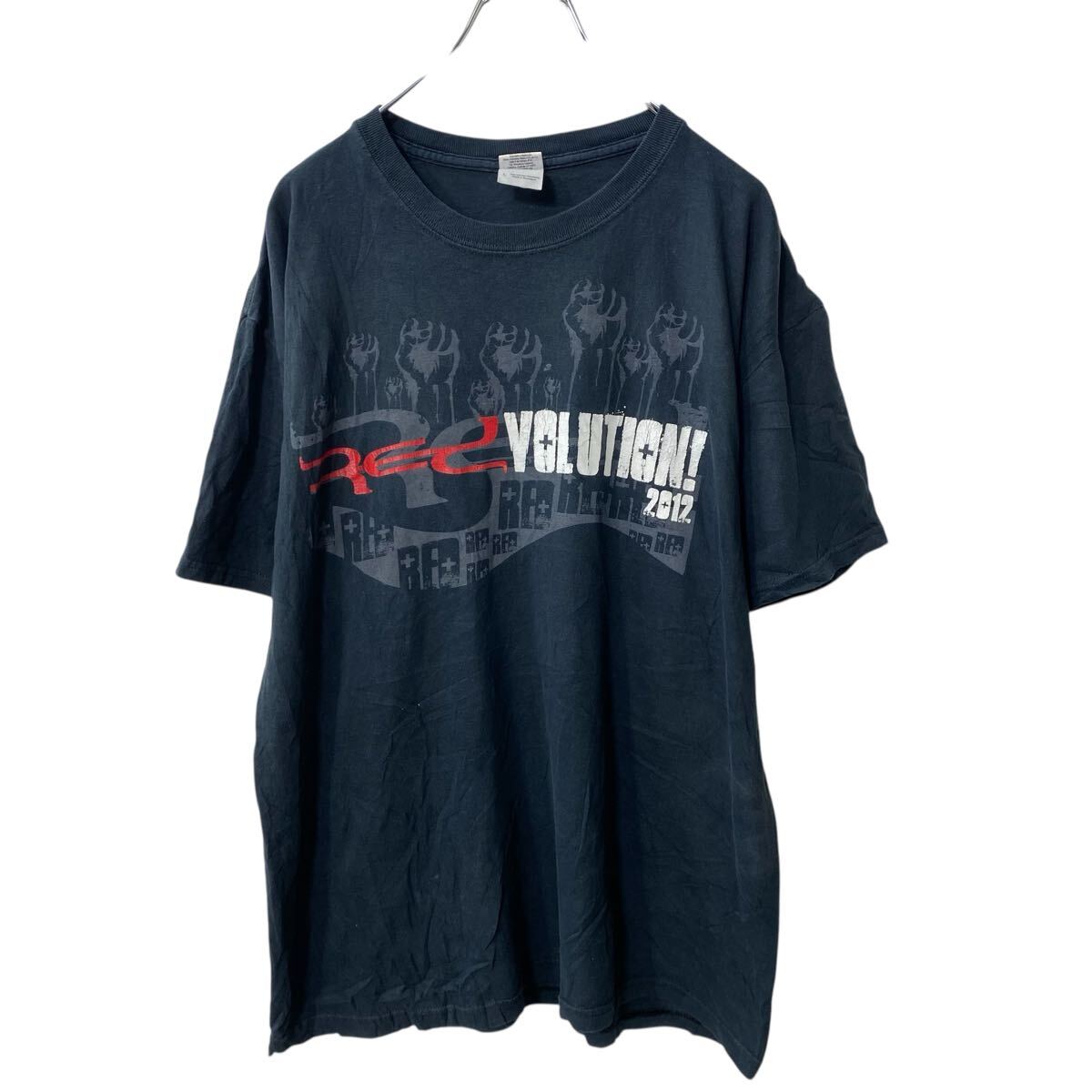 【中古】【古着】 GILDAN RED 半袖 プリントTシャツ L ブラック ギルダン バンT ロックT バックプリント 古着卸 アメリカ仕入 a705-6664