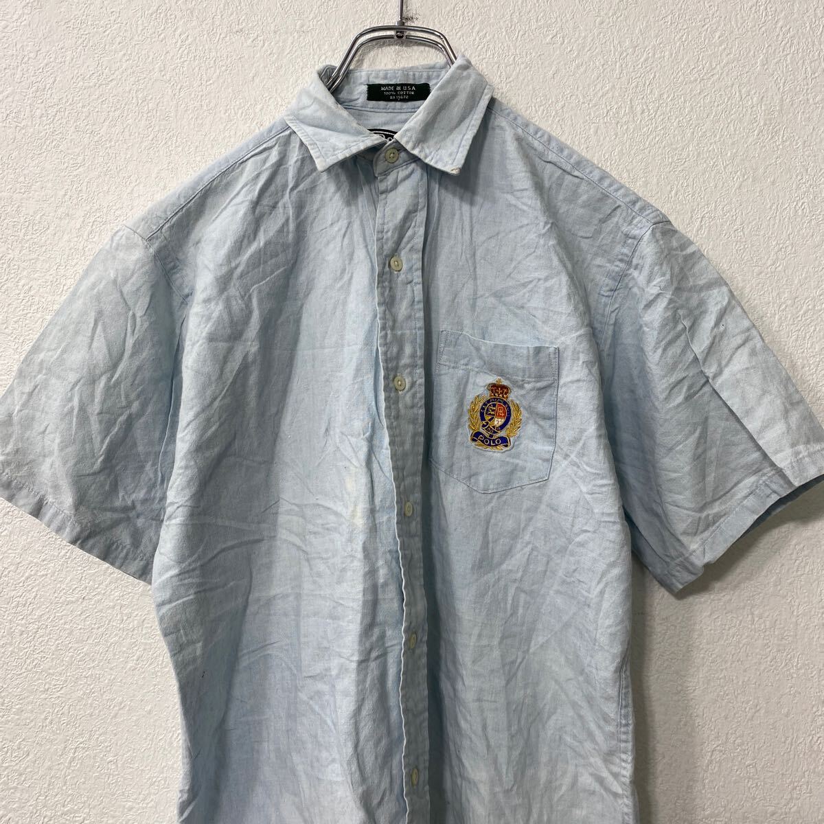 【中古】【古着】 Polo Ralph Lauren 半袖 無地シャツ キッズ 140〜 ライトブルー ...
